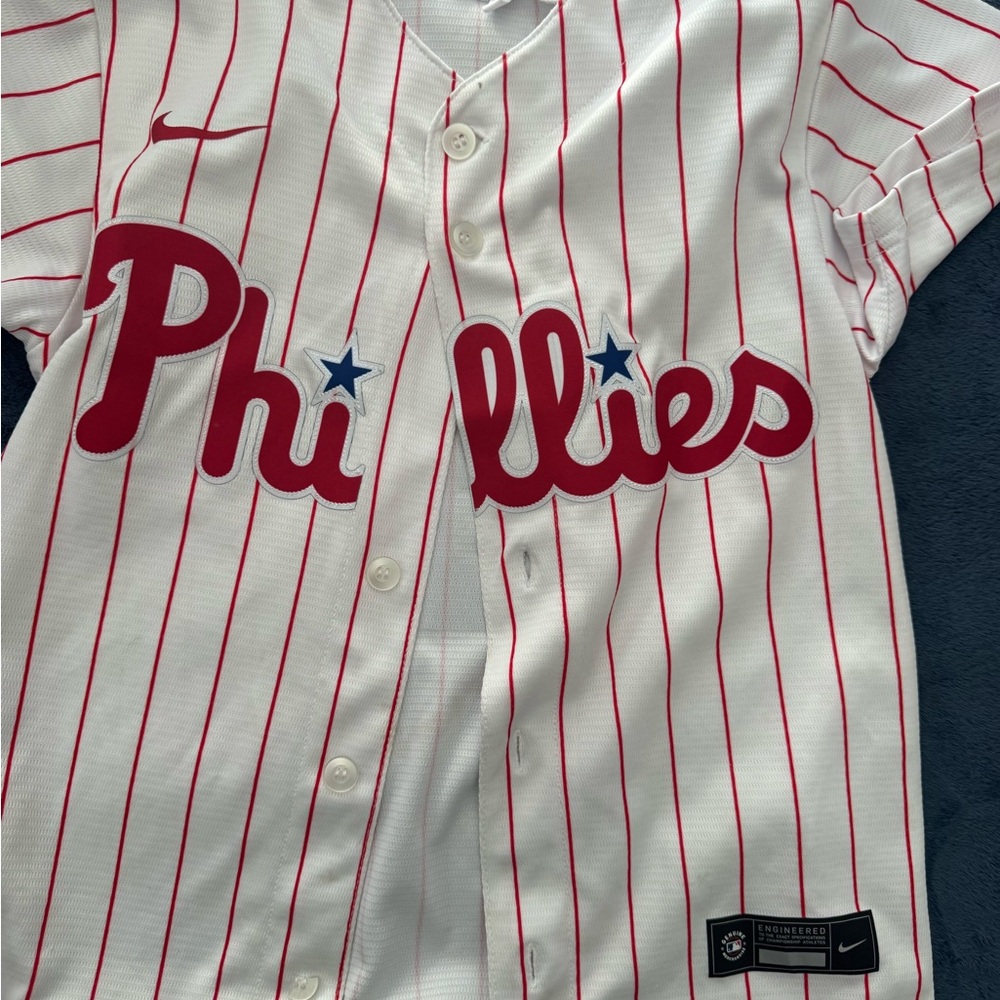 Nike Bryce Harper #3 White and Red Phillies Jersey